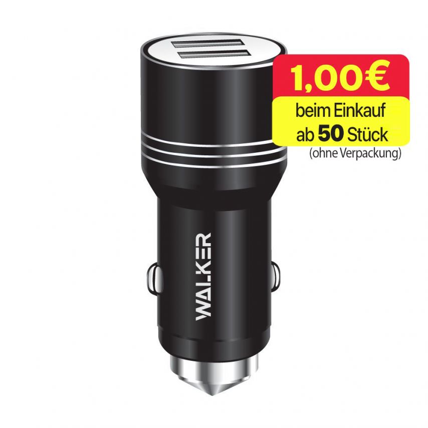 Chargeur de voiture (Аdaptateur) WALKER WCR-21 2USB 1.0A / 2.4A noir