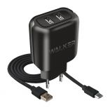 Network Charger (Adapter) 2in1 WALKER WH-27 2USB / 2.1A + Data Cable USB to Micro black - Buy for 0.00 € in Germany