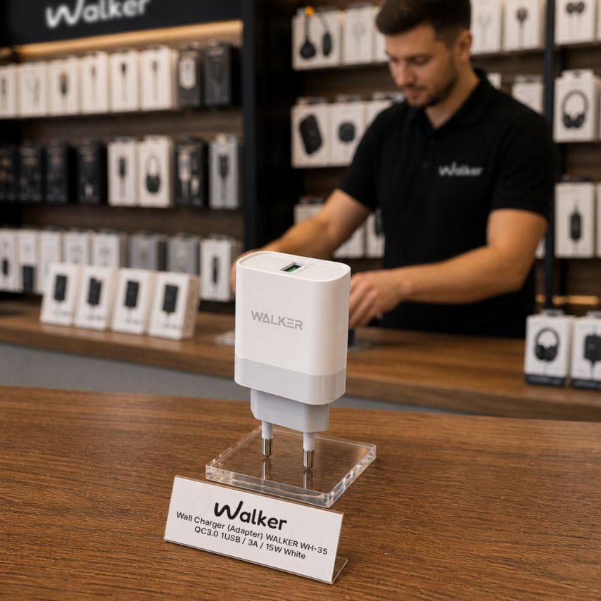 Netzladegerät (Adapter) WALKER WH-35 QC3.0 1USB / 3A / 15W weiß