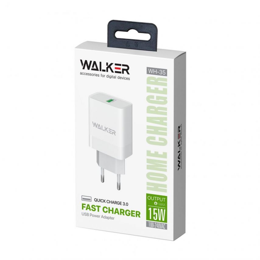 Network Charger (Adapter) WALKER WH-35 QC3.0 1USB / 3A / 15W white