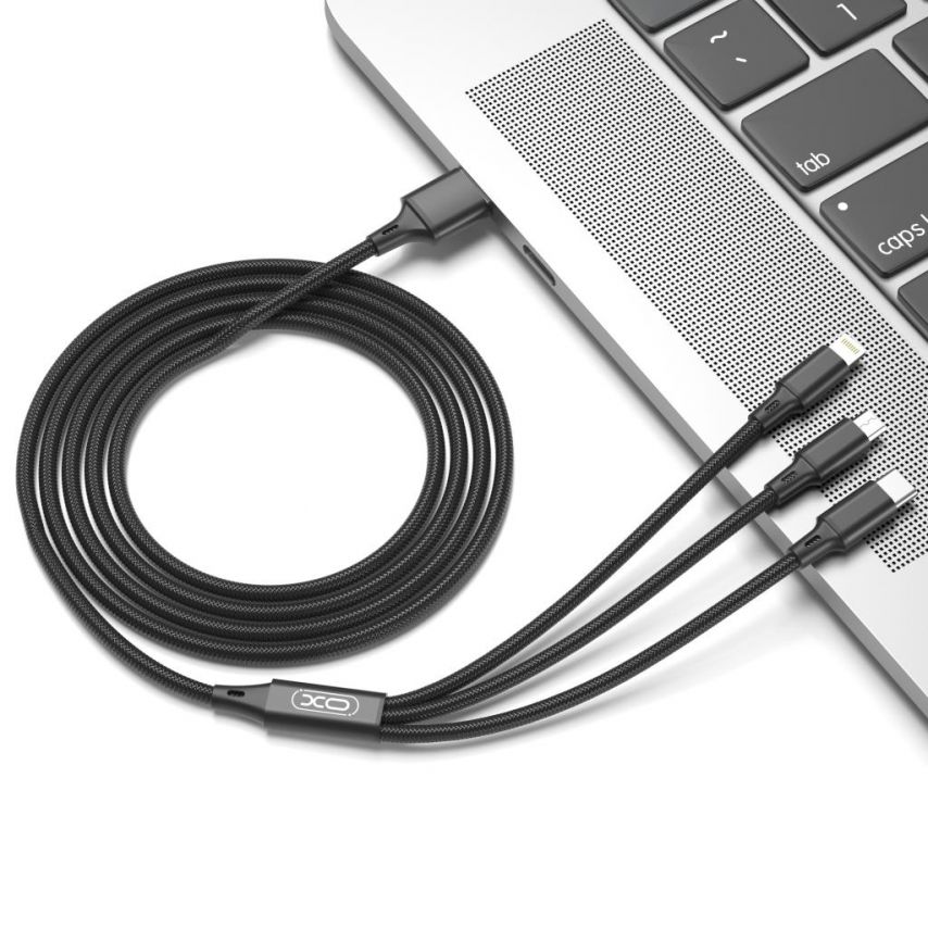 USB-Kabel 3in1 XO NB173 Type-C/Micro/Lightning 2.4A 1.2m schwarz