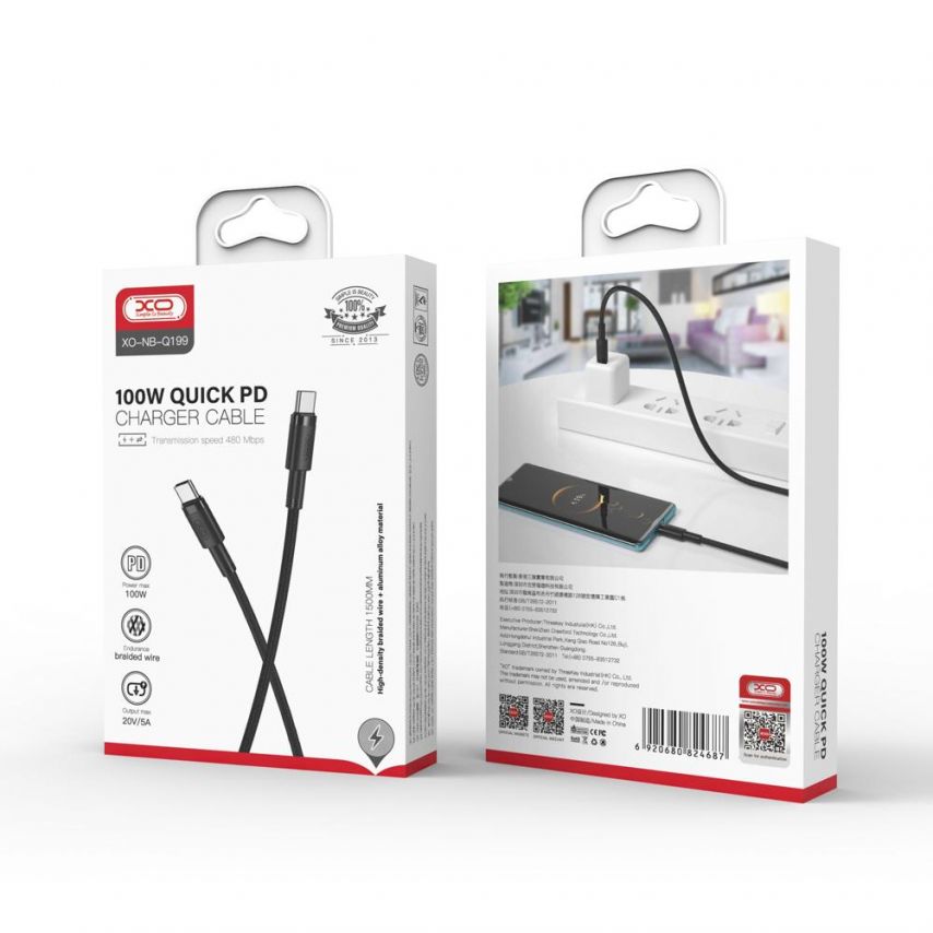 Cable XO NB-Q199 Type-C to Type-C PD 100W black