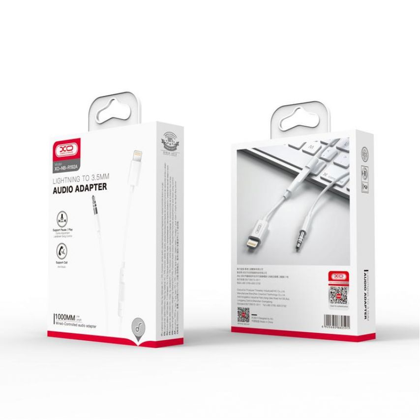 Audio cable XO NB-R192A Lightning to AUX 3.5mm white