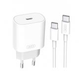 Network Charger (Adapter) 2in1 XO L91 PD_25W + Type-C to Type-C white