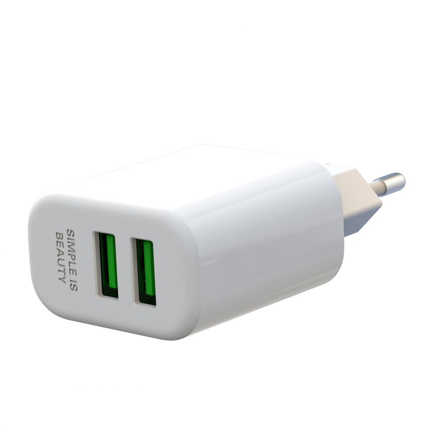 Network Charger (Adapter) XO L85C 2USB / 2.4A white