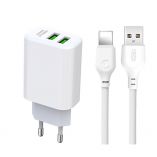 Network Charger (Adapter) 2in1 XO L85C 2USB / 2.4A + Lightning white - Buy for 3.90 € in Germany