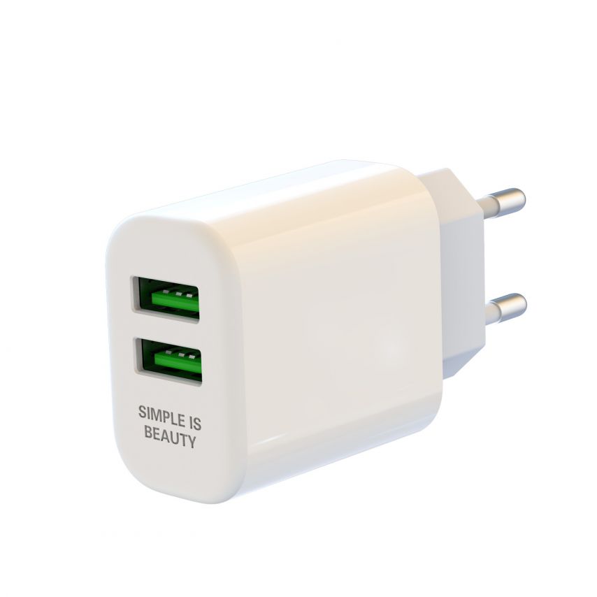 Netzladegerät (Adapter) 2in1 XO L85C 2USB / 2.4A + Type-C weiß