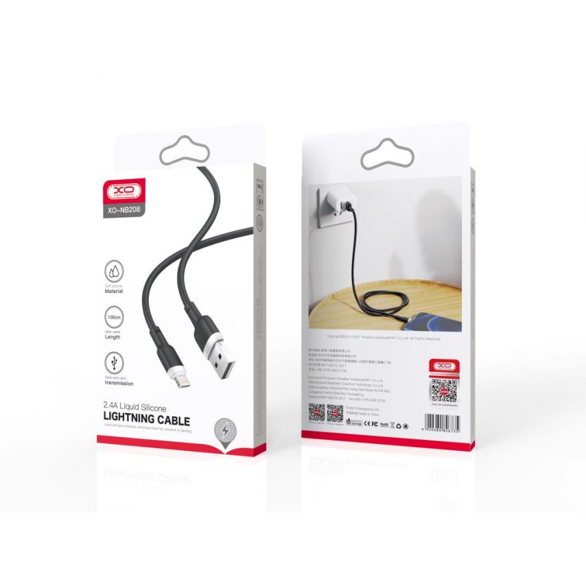 USB cable XO NB208 Lightning 2.4A black