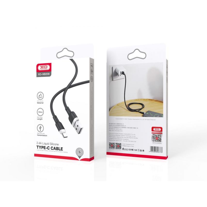 USB cable XO NB208 Type-C 2.4A black