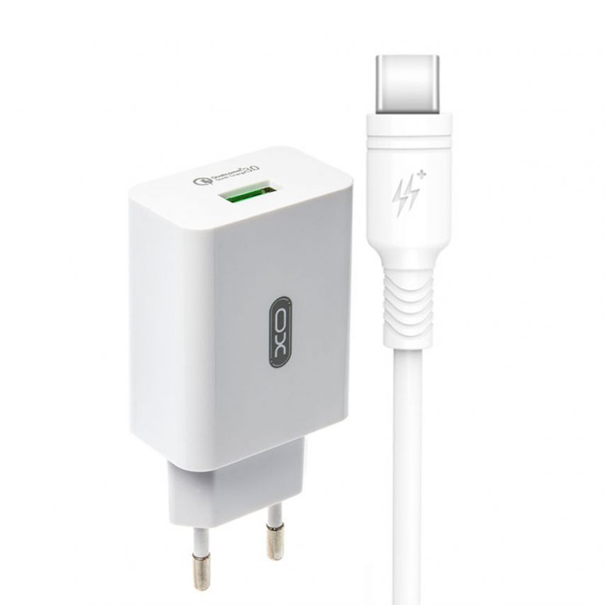 Netzladegerät (Adapter) 2in1 XO L36 1USB / QC3.0 / 3A + Type-C weiß