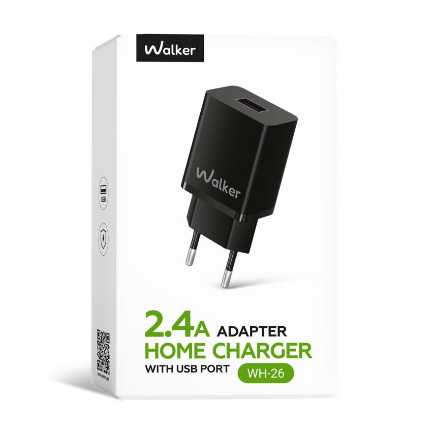 Chargeur secteur (Аdaptateur) WALKER WH-26 1USB / 2.4A noir