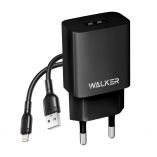 Network Charger (Adapter) 2in1 WALKER WH-26 1USB / 2.1A + Data Cable USB to Lightning black - Buy for 3.97 € in Germany