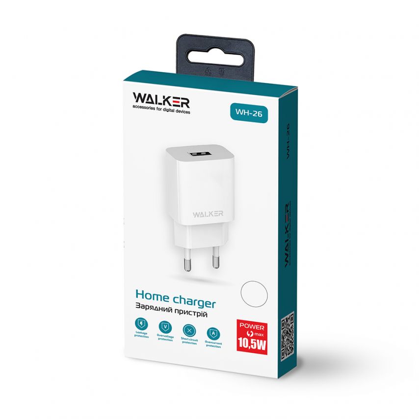 Network Charger (Adapter) WALKER WH-26 1USB / 2.1A white