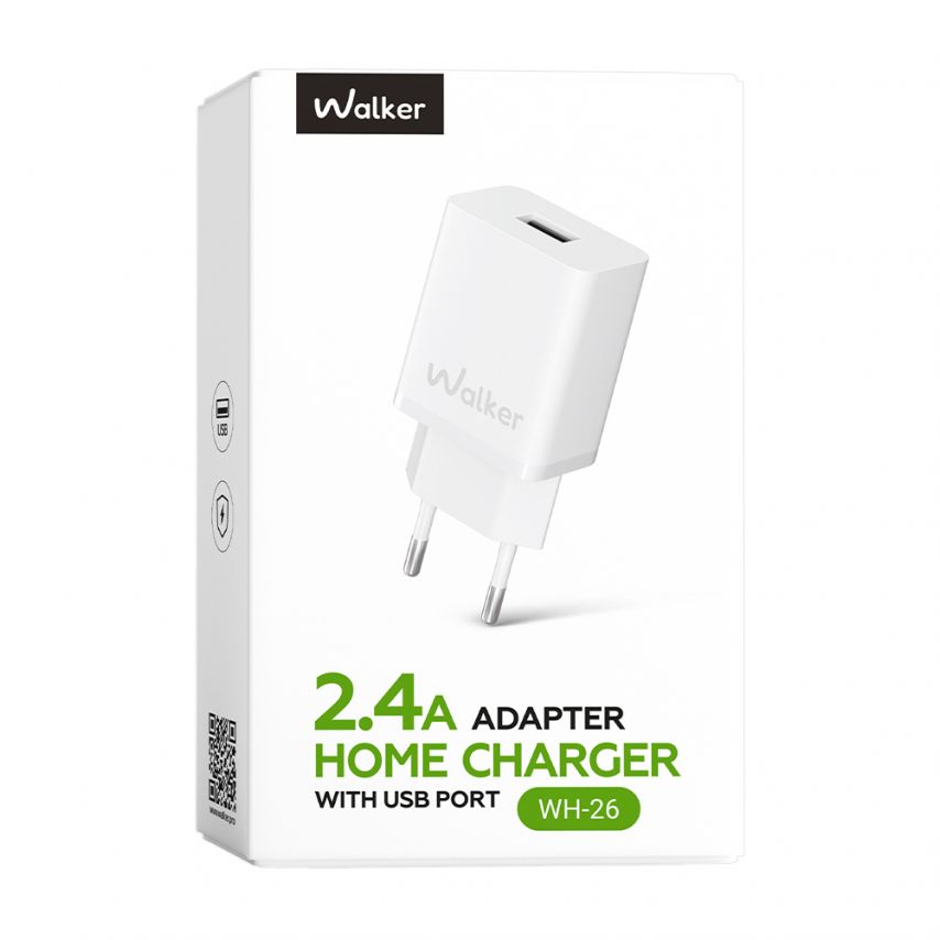 Netzladegerät (Adapter) WALKER WH-26 1USB / 2.4A weiß