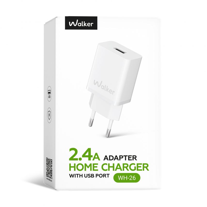 Netzladegerät (Adapter) WALKER WH-26 1USB / 2.4A weiß