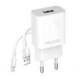 Network Charger (Adapter) 2in1 WALKER WH-26 1USB / 2.1A + Lightning white - Buy for 3.97 € in Germany