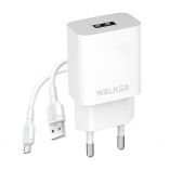 Network Charger (Adapter) 2in1 WALKER WH-26 1USB / 2.1A + Data Cable USB to Micro white - Buy for 3.97 € in Germany