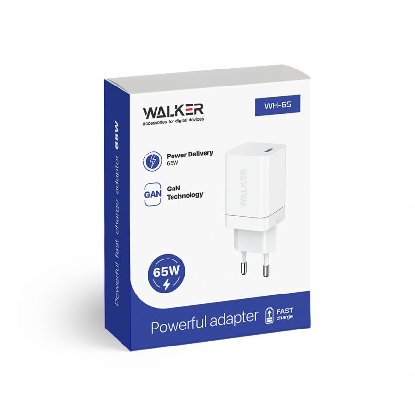 Network Charger (Adapter) WALKER WH-65 PD_65W / GaN Technology white