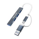 Adapter USB-HUB 4in1 WALKER WHUB-11 grau