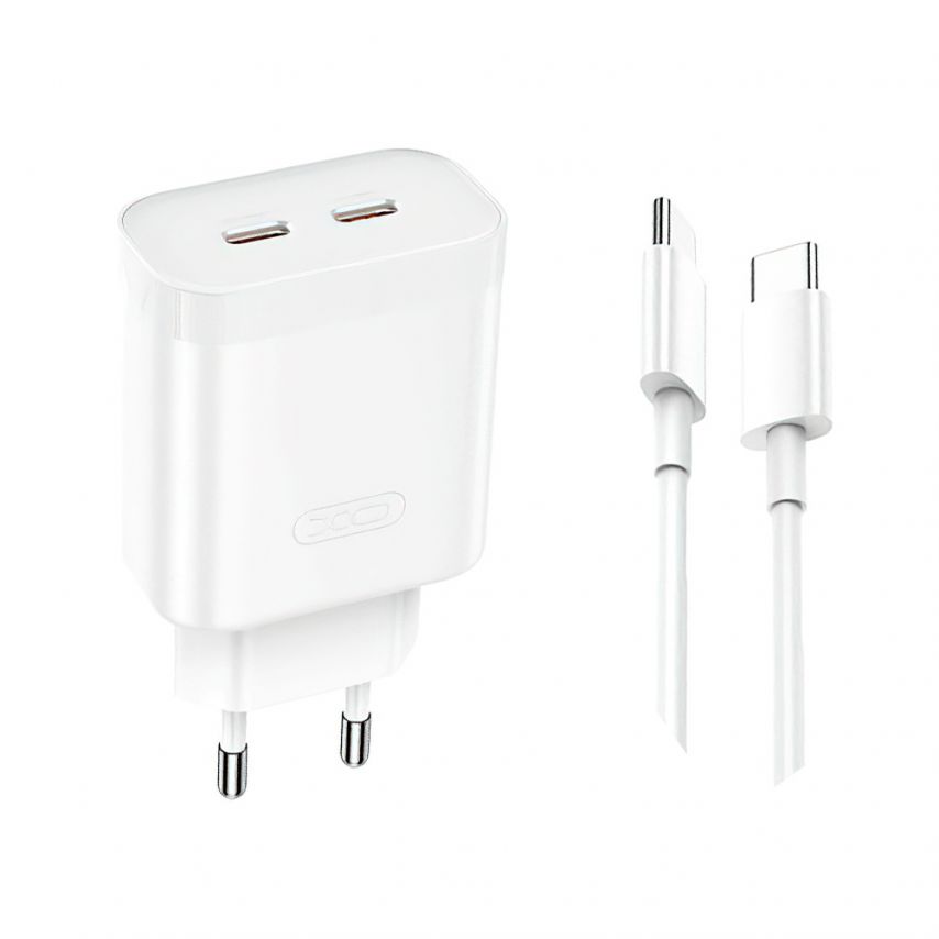 Netzladegerät (Adapter) 2in1 XO L105 2xPD / 35W + Type-C - Type-C weiß