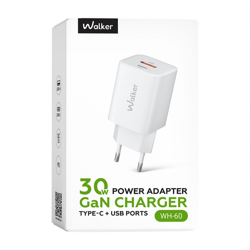 Network Charger (Adapter) WALKER WH-60 PD_30W / QC_18W / 30W Max white
