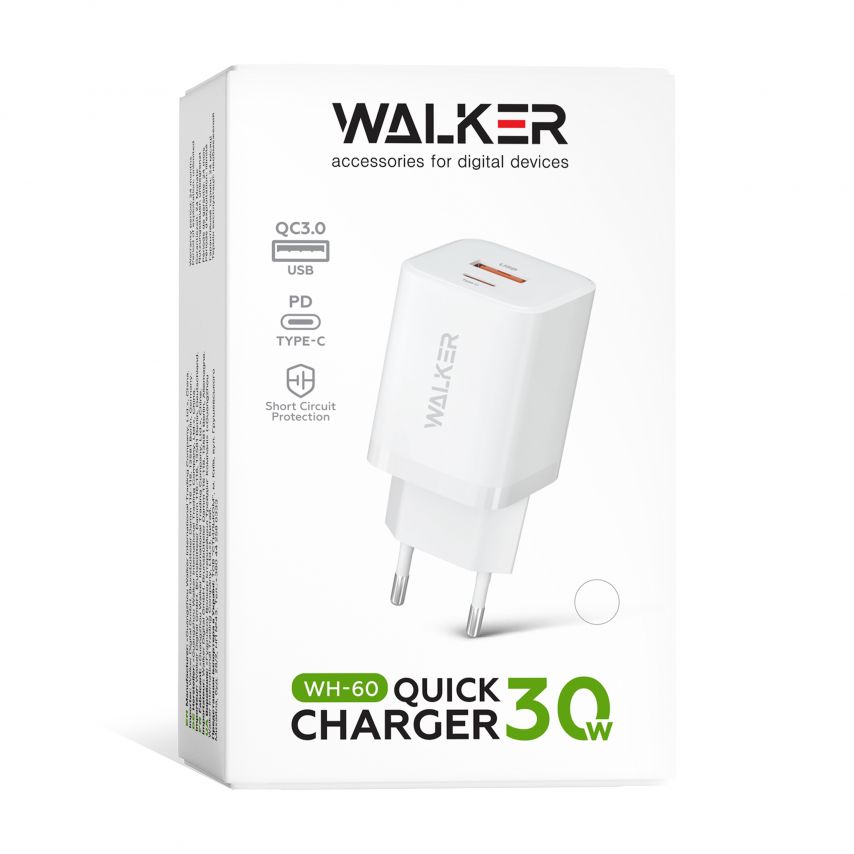 Network Charger (Adapter) WALKER WH-60 PD_30W / QC_18W / 30W Max white