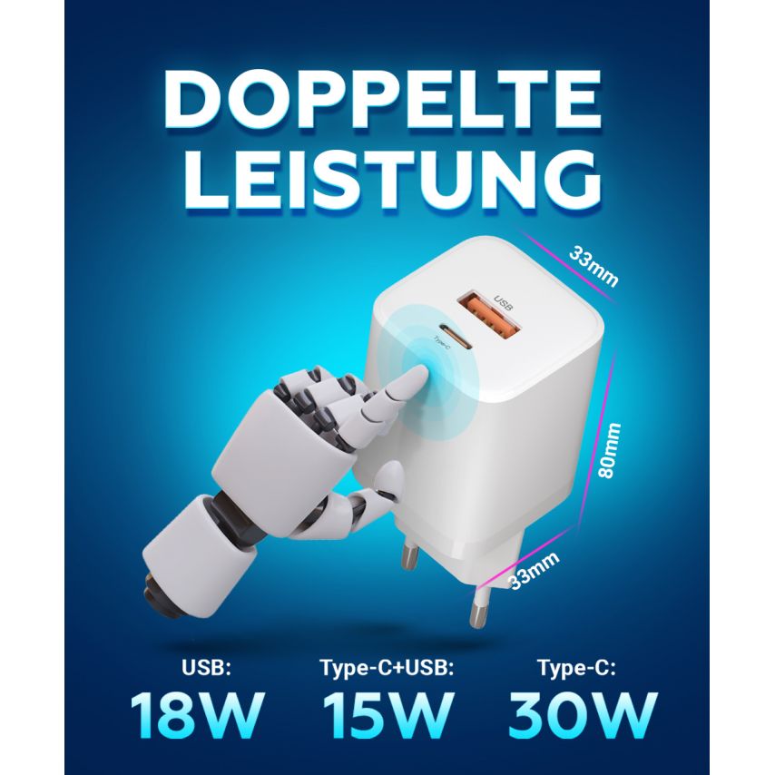 Network Charger (Adapter) WALKER WH-60 PD_30W / QC_18W / 30W Max white