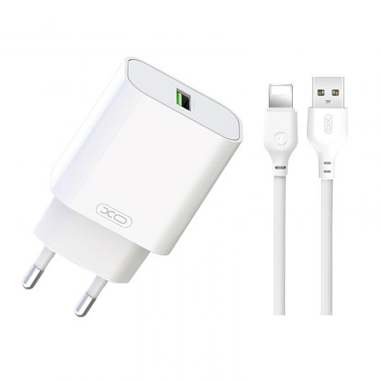 Network Charger (Adapter) 2in1 XO L103 QC3.0 / 18W + Lightning white