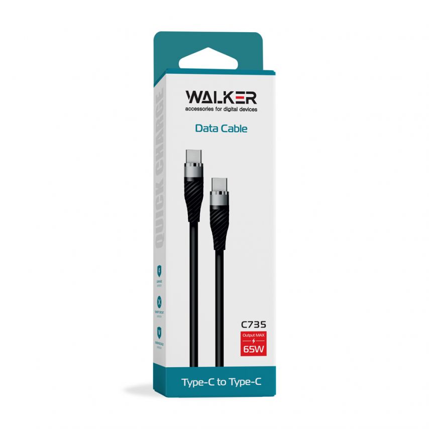 Kabel WALKER C735 Type-C - Type-C 65W 1m schwarz