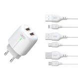 Network Charger (Adapter) 2in1 XO L111 2USB / 2.4A + Lightning white - Buy for 5.07 € in Germany