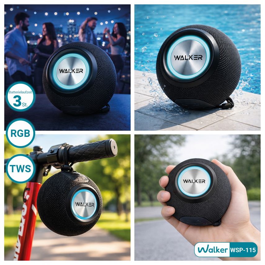 Tragbarer Lautsprecher WALKER WSP-115 schwarz