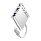 Adapter USB-HUB 3in1 WALKER WHUB-35 with Type-C port silver - Buy for 8.85 € in Germany