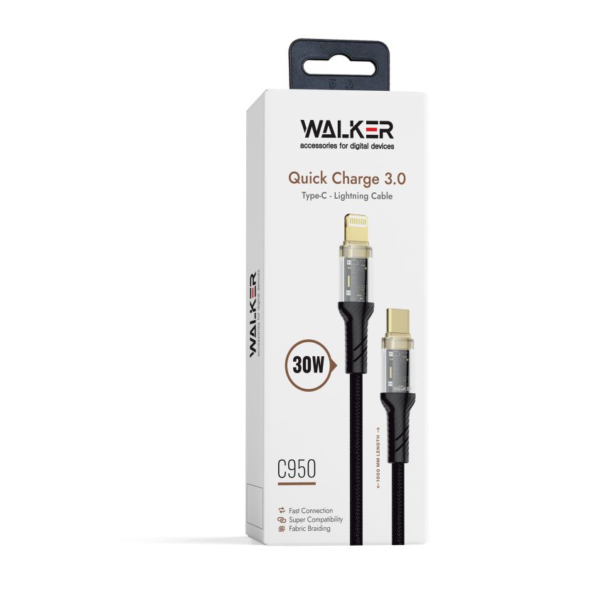 Kabel WALKER C950 Type-C - Lightning schwarz