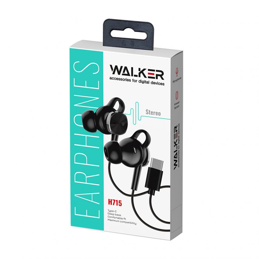 Earphones WALKER H715 with Type-C black