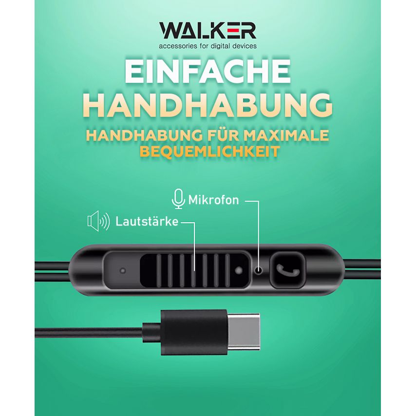 Écouteurs WALKER H715 +mic Type-C noir