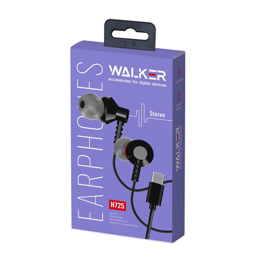 Earphones WALKER H725 with Type-C green/grey