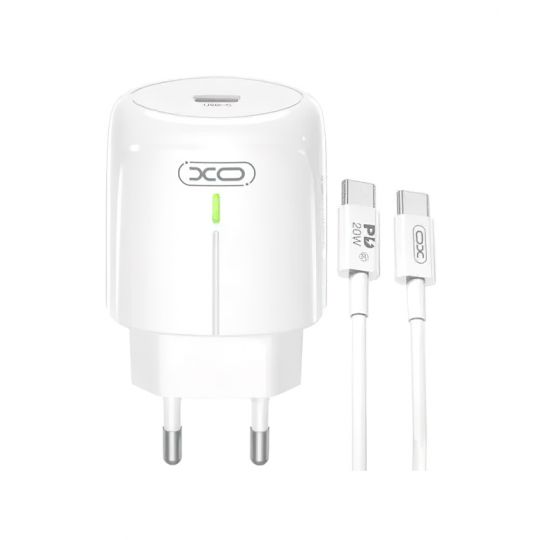 Network Charger (Adapter) 2in1 XO L113 PD / 20W + Type-C to Type-C white