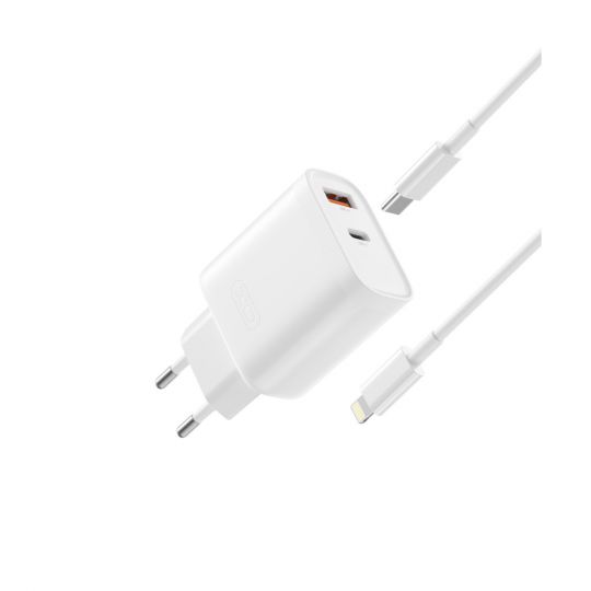 Network Charger (Adapter) 2in1 XO L116 PD_30W / QC_18W + Type-C to Lightning white