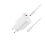 Network Charger (Adapter) 2in1 XO L116 PD_30W / QC_18W + Type-C to Type-C white - Buy for 12.35 € in Germany