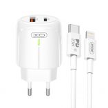 Network Charger (Adapter) 2in1 XO L114 PD_20W / QC_18W + Type-C to Lightning white - Buy for 8.13 € in Germany