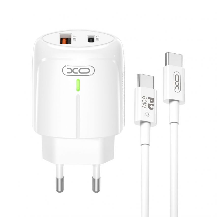 Network Charger (Adapter) 2in1 XO L114 PD_20W / QC_18W + Type-C to Type-C white