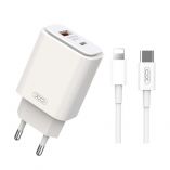 Network Charger (Adapter) 2in1 XO L90A PD_20W / QC3.0 / 18W + Type-C to Lightning white - Buy for 8.13 € in Germany