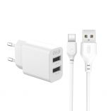 Network Charger (Adapter) 2in1 XO L109 2USB / 2.4A + Type-C white - Buy for 3.90 € in Germany