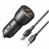 Car Charger (Adapter) 2in1 XO CC55 2USB / QC3.0_18W / USB_12W + Lightning black