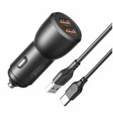 Autoladegerät (Adapter) 2in1 XO CC55 2USB / QC3.0_18W / USB_12W + Type-C schwarz