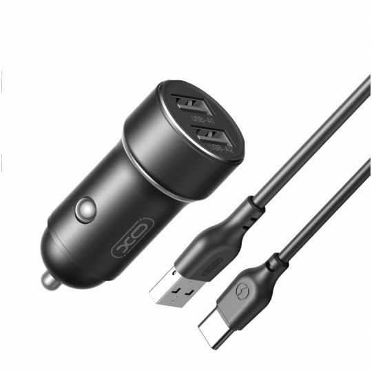 Car Charger (Adapter) 2in1 XO CC53 2USB / 12W + Type-C black