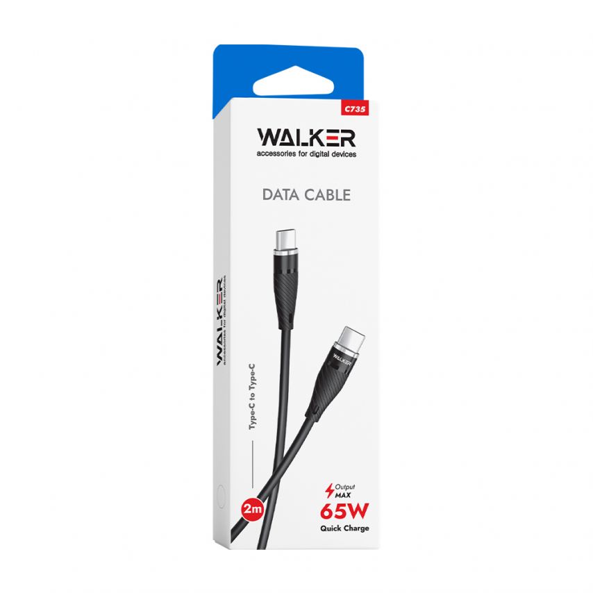 Cable WALKER C735 Type-C to Type-C 65W 2m black