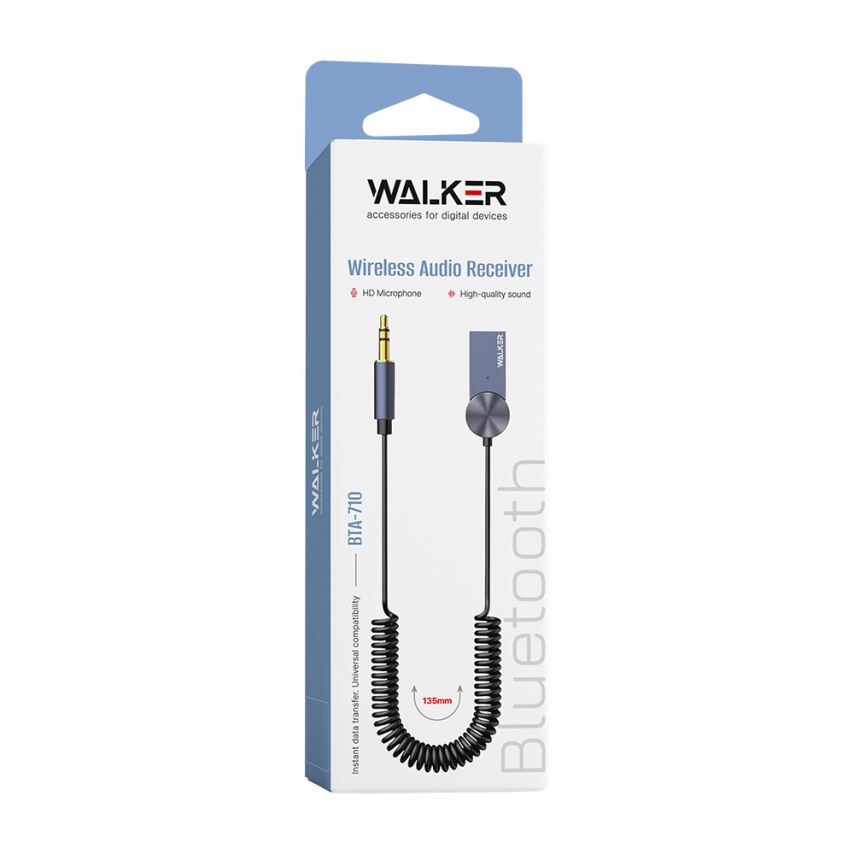 Kabelloser Audioempfänger WALKER BTA-710 Car Receiver - AUX 3.5mm Bluetooth grau