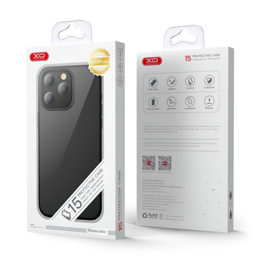 Silicone Case with lanyard hole XO-K02 for Apple iPhone 15 black matte