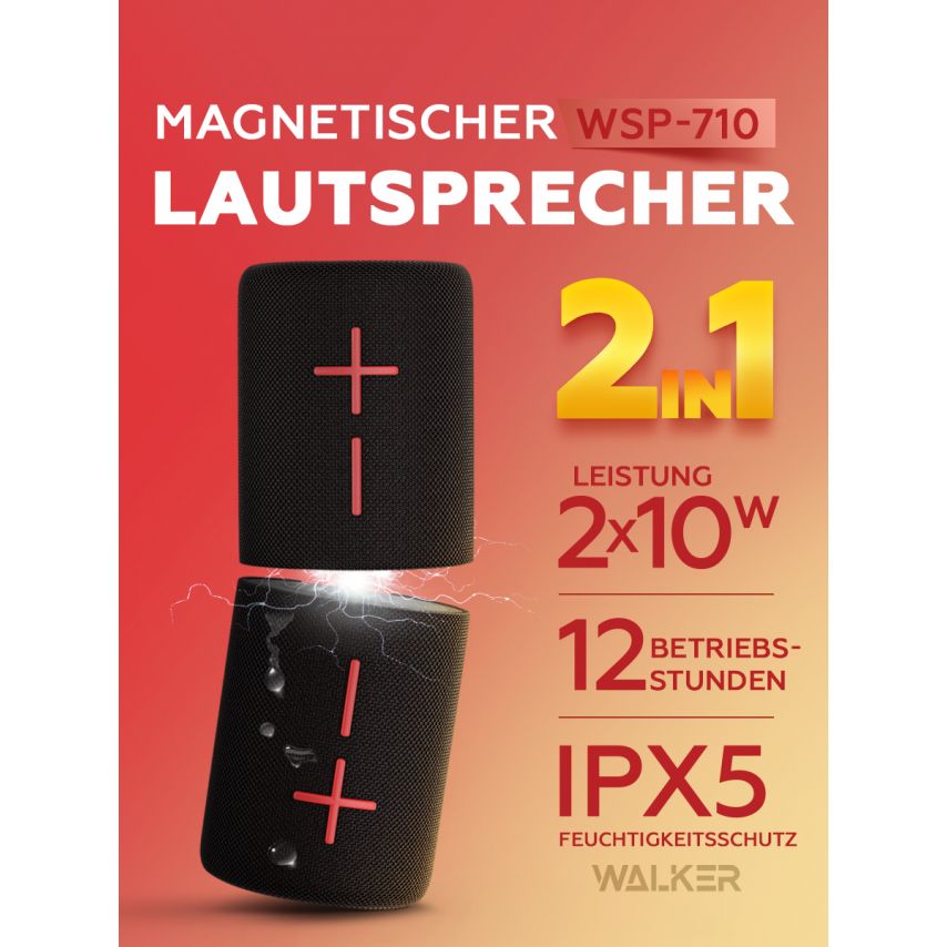 Tragbarer Lautsprecher 2 in 1 WALKER WSP-710 schwarz